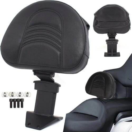 Black Driver Backrest Pad Motorcycle Rider Backrest Back Support Leather Adjustable For Honda Goldwing 1800 GL1800 18-20