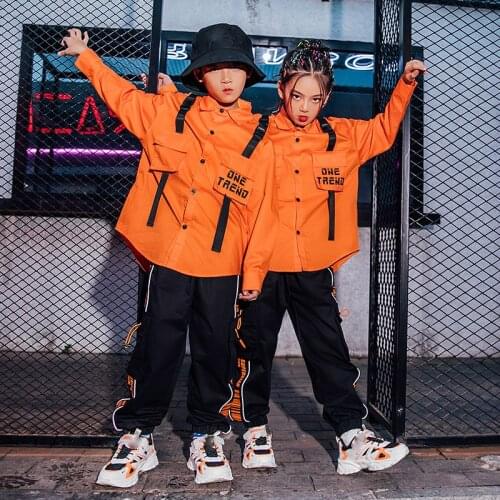 ChildrenS Hip-Hop Dance Clothes Long Sleeve Shirt Black Pants Hiphop Catwalk Stage Outfits Jazz Street Dance Rave Wear DQS6228