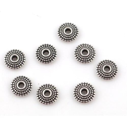 DoreenBeads Zinc Based Alloy Spacer Beads Flower Silver Color 7mm( 2/8") x 6mm( 2/8") 8mm, Hole: Approx 1.8mm, 100 PCs