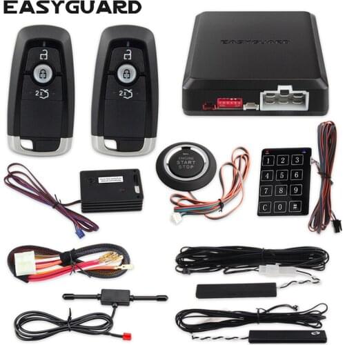 EASYGUARD car alarm passive keyless entry remote engine starter stop push button password entry shock sensor