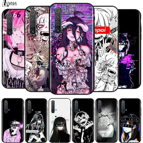 Sad Anime Aesthetic Senpai for OPPO Realme V15 X5 X3 X50 X7 X2 C17 C11 C3 C2 7 7i 6 6S 6i 5 Narzo 20 Pro Black Phone Case