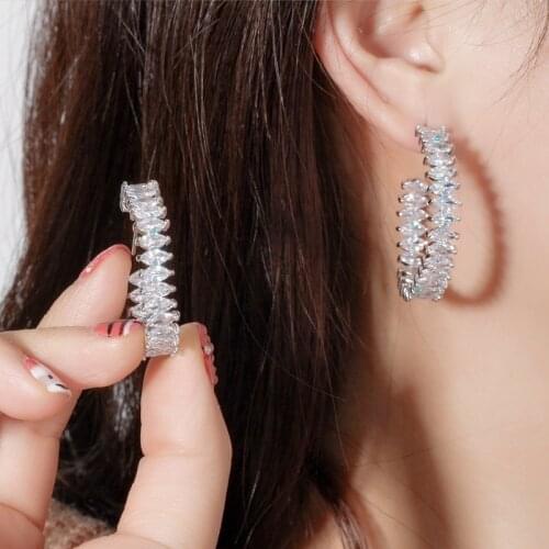 Huitan Fancy Cross Earring Women Gold Color/Rose Gold Color Temperament Metal Hoop Earrings Fashion Jewelry Wholesale Lots Bulk