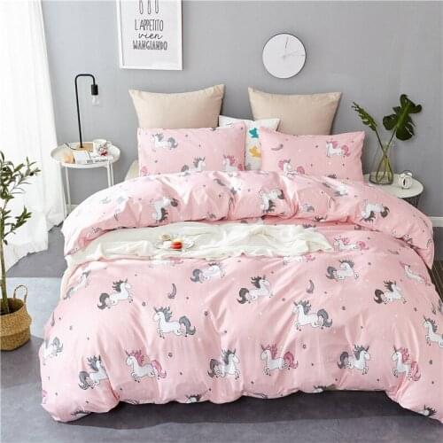 Nordic Unicorn Bedding Sets Duvet Cover and Pillowcases 3 Pcs Set Twin Queen King Teenager 3D Unicorn Print Quilt Cover Set