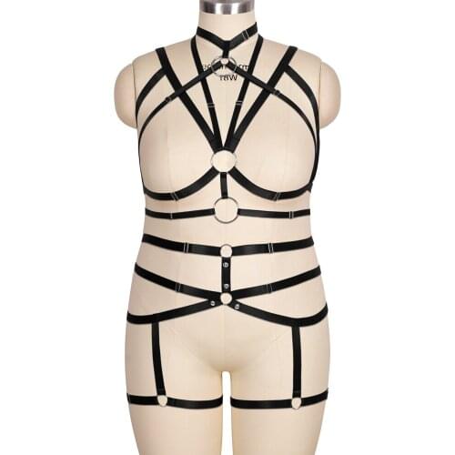 Sexy Lingerie Set Harness Fashion 2 pc Adjust Plus Size Waist Exotic Accessories Punk Clothing Cage Hollow Bra Punk Goth Garters
