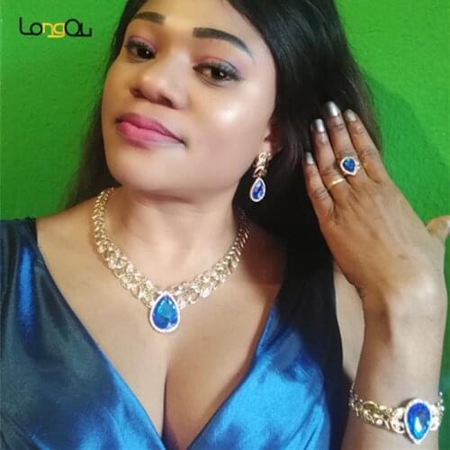 Longqu 2019 Dubai gold designer Jewelry Set Wholesale Nigerian woman accessories jewelry set Fashion African Beads Jewelry Set