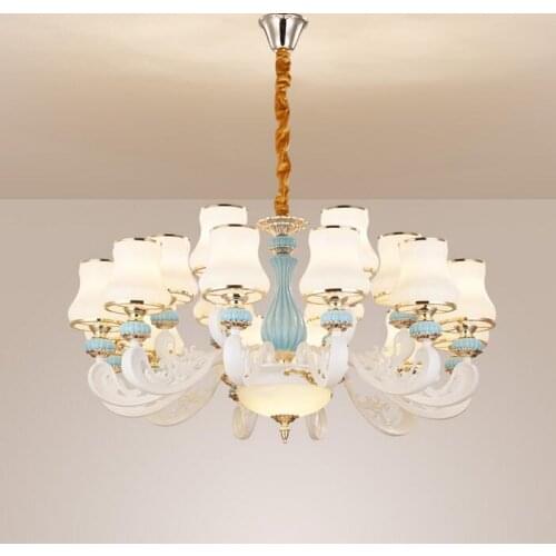 European style chandelier living room lamp ceramic LED dining room simple European bedroom lamp modern simple atmosphere package