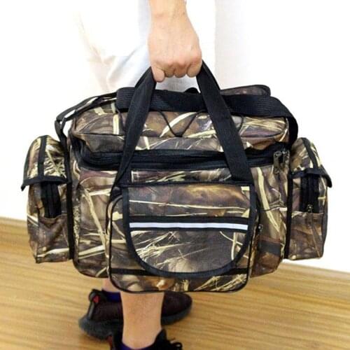 Fishing Bag Reel lure Bag Multifunction Fishing Backpack 50cm*27cm Reel Case Camouflage Khaki Fishing Tackle Bag