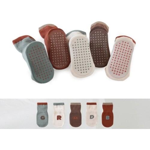 Newborn Baby Girls Soft Cotton Socks Baby Socks Infant Baby Boy Socks Anti Slip Floor Sock Cartoon Letter Toddler Girl Fall Sock