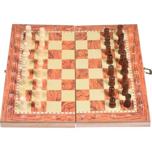 Wooden Folding Chess Set 3 in 1 Game Backgammon Checkers Wooden for Storage Adult Kids Beginner Large Chess 29cm*28cm