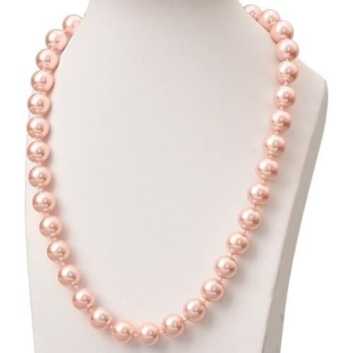 New Fashion 10mm Size For Pearls Necklace Orange Round Imitation Pearls Chain Necklace 18inch For Female Gifts H832