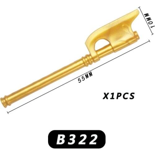 Single sell duploed military mediaeval times golden weapons for 4cm mini dolls MOC building blocks brick toys for children