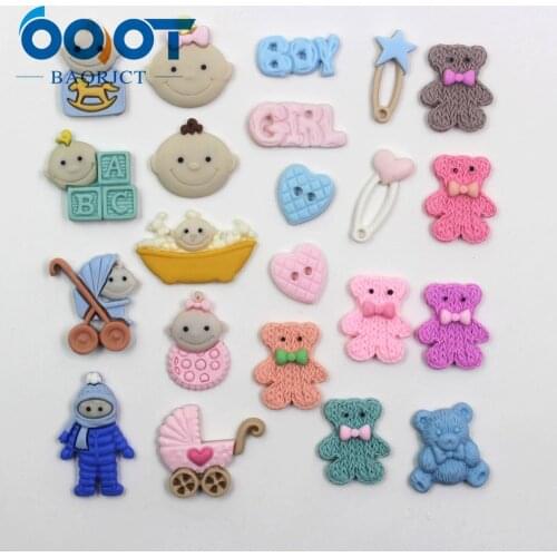 OOOT BAORJCT 20312-21,10pcs 22mm*18mm Variety Color Cartoon Little bear,Trinkets ornaments Decorations,DIY handmade materials
