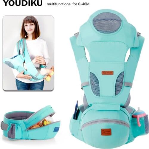 Ergonomic Baby Carrier 0-48M Baby Hipseat Carrier Front Facing Ergonomic Kangaroo Baby Wrap Sling for Baby Travel