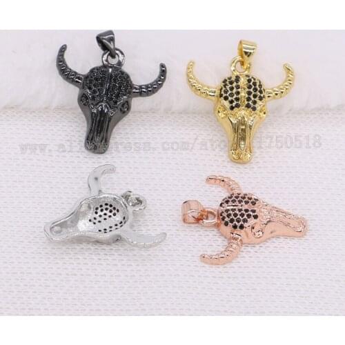 Bull head pendants charm mix color micro pave tiny stone jewelry pendants finding 1626