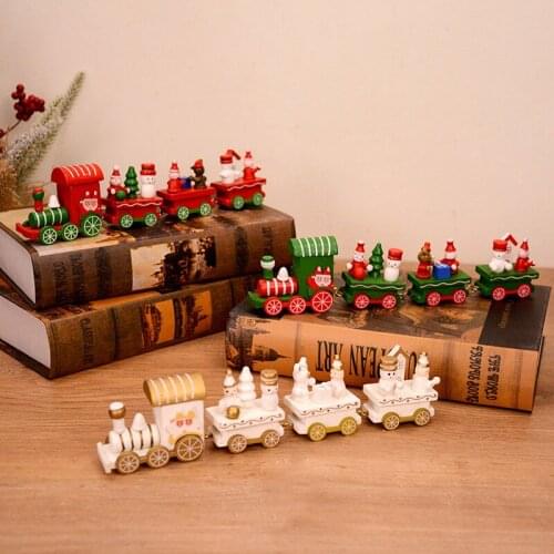 Christmas Painted Wooden 4 Knots Train Ornament for Home Xmas Tree Holiday Party Christmas Decoration Gift Toys New Year Navidad
