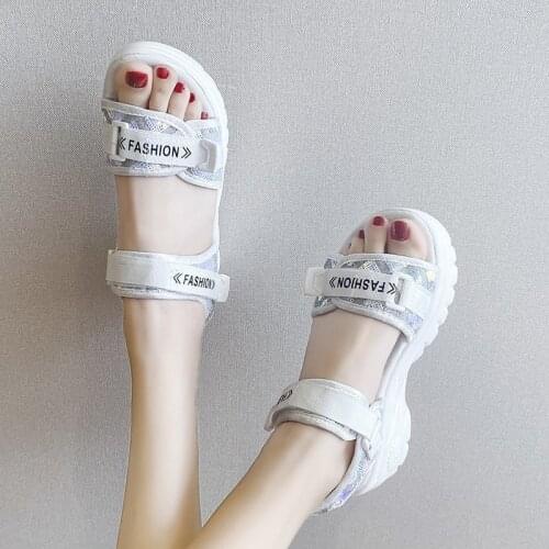 Fujin Summer Women Sandals Buckle Design Black White Platform Sandals White Comfortable Womens Thick Sole Beach Shoes