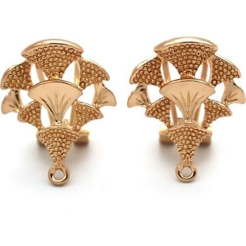 Earrings Post with Loop Hanger Flower Base Blanks DIY Dubai Gold color African Chile Wedding Clip Stud Earrings Jewelry Findings