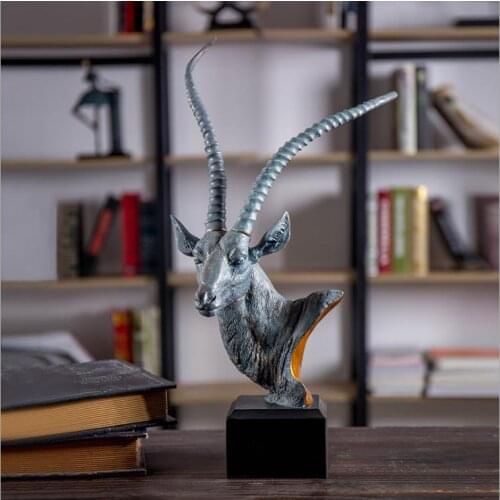 Northern Europe Retro Resin Antelope Head furnishing articles Creative Gifts Crafts Home Room Decoration/ Resin Animal Statue