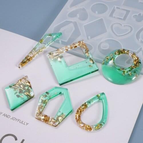 DIY Crafts Crystal Epoxy Resin Mold Earrings Ear Pendant Casting Silicone Mould