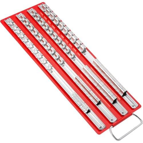 80Pc Socket Tray Rack 1/4 inch, 3/8 inch, 1/2 inch Inch Snap Rail Tool Set Organizer