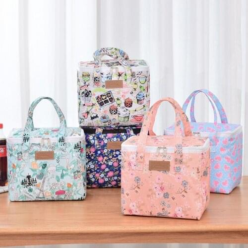 Lunch Bag Portable Flower Insulated Lunch Bag Female Lunch Food Box Bag Fashion Insulated Thermal Food Picnic Lunch Bags