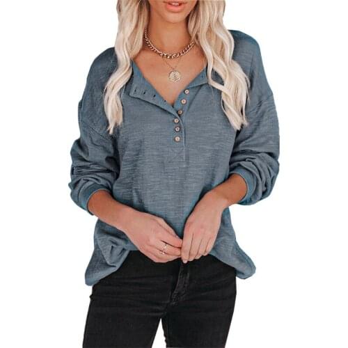 Sweatshirt Women Casual Button Turn-down Collar Long-Sleeved Top Lantern Sleeve Gray Harajuku Autumn Female Mom Vintage Clothes