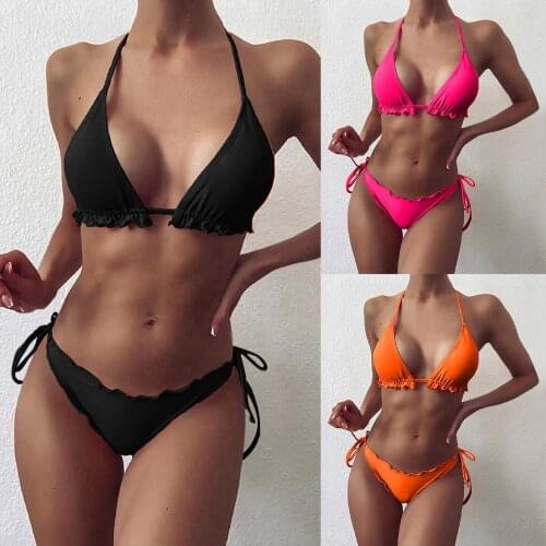 2021 top Womens Bikini Sexy High Breast Contrast Gradient Split Set One Piece Swimsuit bikini woman