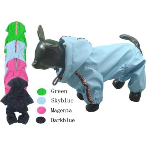 Pet Products Supplies Raincoats Solid Puppy clothes waterproof nylon outerwear Rainproof small dog poncho Rainpants With Hat