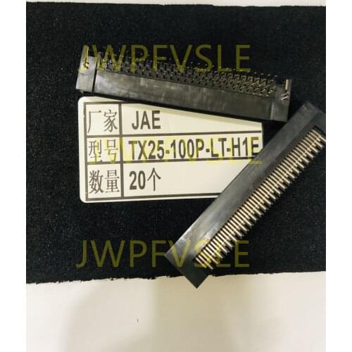 TX25-100P-LT-H1E 100 Position Connector Plug, Center Strip Contacts Through Hole, Right Angle Gold