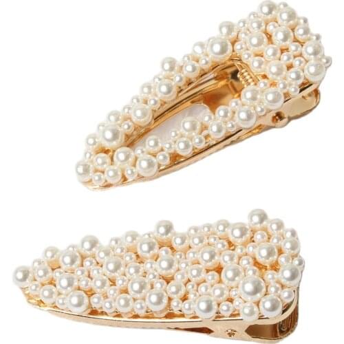 Hair Clips Pearls New Fashion Women Gold Color Alloy Hairpins With Pearls Hair Accessories For Women Girls