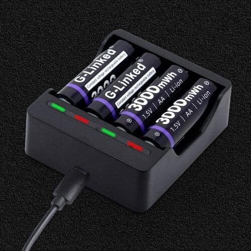 G-Linked 1.5V Battery Charger Li-ion LED Smart Fast Charger for 1.5V AA AAA Lithium Rechargeable Batteries Baterias