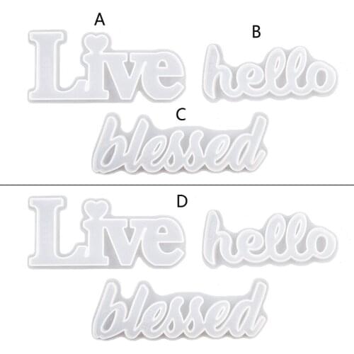 Hello Blessed Live Letter Resin Casting Molds English Letters Pendant Silicone