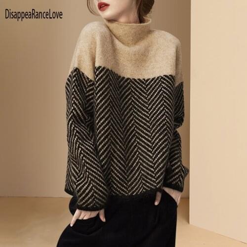 Womens Turtleneck Sweaters 2021 Thick Warm Pullover Cashmere Jumper Soft Oversized Knitwear Sweater Korean Women Jumpers