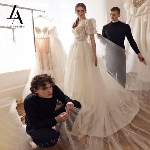 LelaAcra Strapless Wedding Dress 2022 Beading Plus Size 2 In 1 Jacket A-Line Lace Up Vintage Bride Gowns R109 Vestido de Noiva