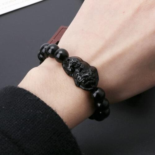 1pc Feng Shui Pi Xiu Bracelet Attract Wealth and Good Luck Obsidian Stone Wealth Bracelet