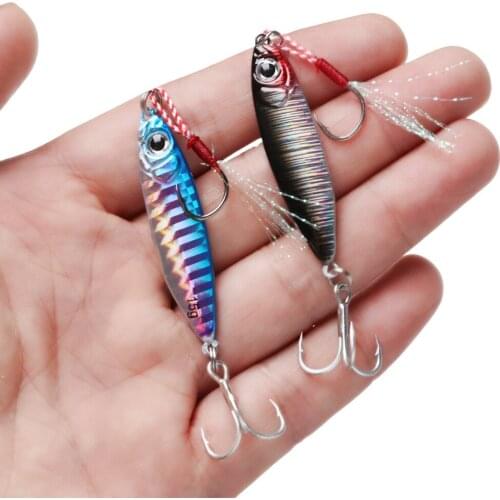 10/15/20/30G Colorful Feather Metal Fishing Lures Jig Shone Hard Bait Accessory Crankbait Bass Hook Sinking Fishing Tools