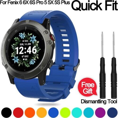 Easy Fit 26mm watch strap for garmin Fenix 5Xplus 6X 3 3HR Quick Release wirstband 20mm 5S 6Spro 22mm Silicone Band 5 6pro 935