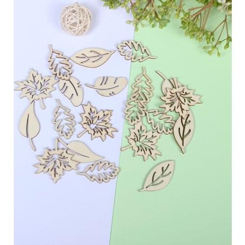 20Pcs Leaves Mixed Wooden Chips DIY Decorative Embellishment Crafts Home Decorations Scrapbook Hand-made Graffiti