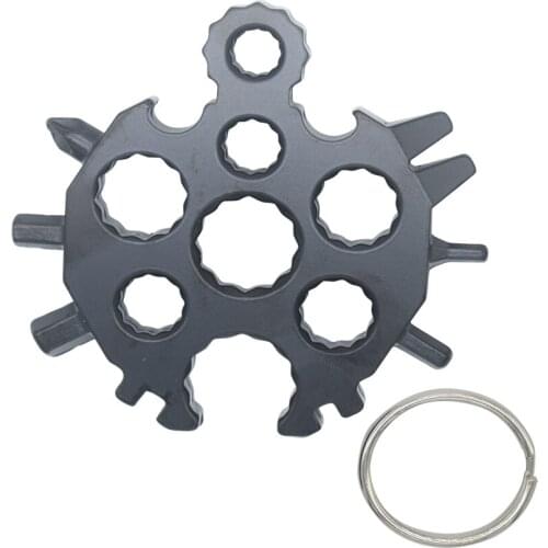 20 in 1 Snowflake Stainless Steel Multitool Wrench Screwdriver Keychain Bycycle Spoke Spanner Card EDC Tactical Set Tool