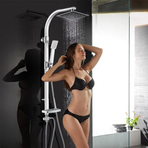 2021 Aluminum Alloy Shower Set With Hand Shower Soap Box Shower Set Faucets Bathtub Thermostatic Shower Mixer HWC
