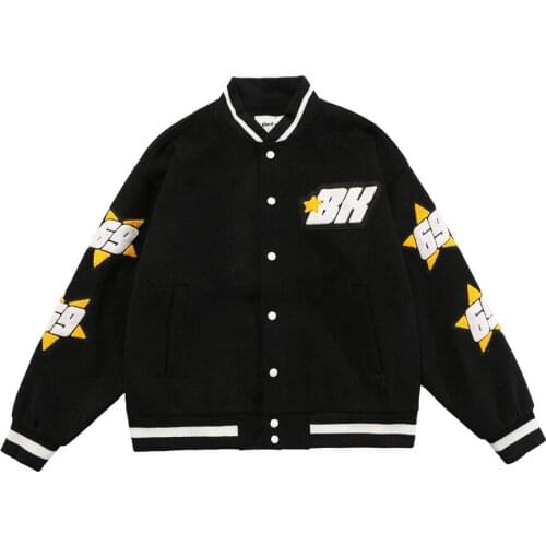 2021 Fashion Varsity Jacket Women Hip Hop Mens Streetwear Men Star Towel Embroidered Jacket Oversized Bomber Baseball Jackets