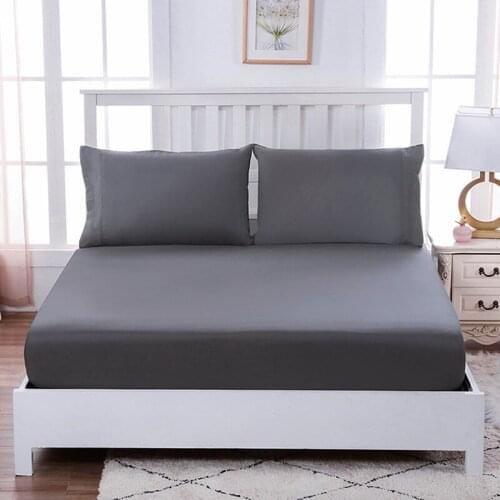 2021New on Product 1pc 100% polyester Solid color fitted sheet with four corners and elastic band sheets