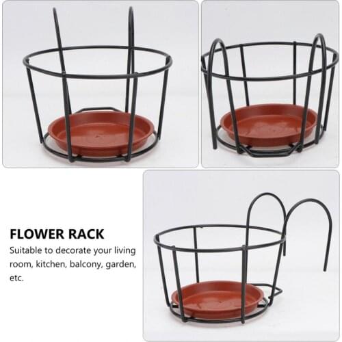 3PCS/Set Iron Plant Hanger Basket Garden Supplies Durable Hanging Plant Holder Racks With Tray Balcony Round Flower Pot Decor