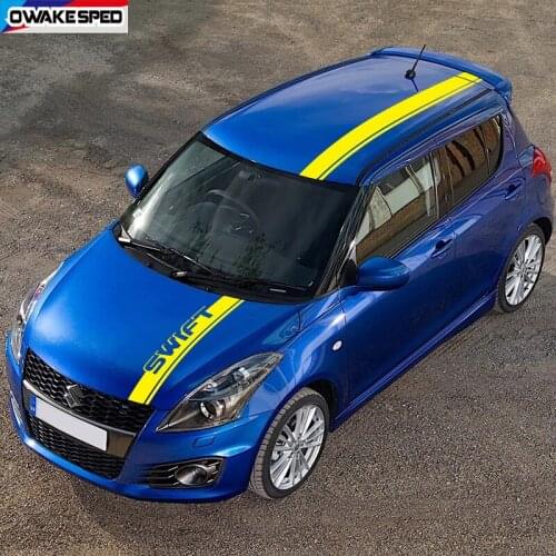 3 Pcs/lot Racing Sport Stripes For SUZUKI SWIFT Car Hood Roof Tail Decor Sticker Auto Body Vinyl Decals Exterior Accessories