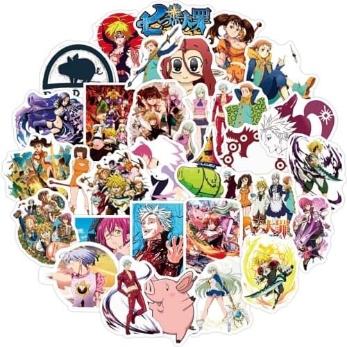 50pcs/set Japan Anime Seven Deadly Sins Stickers Waterproof DIY Guitar Laptop Skateboard Water Bottles Kids Toys Anime Stickers