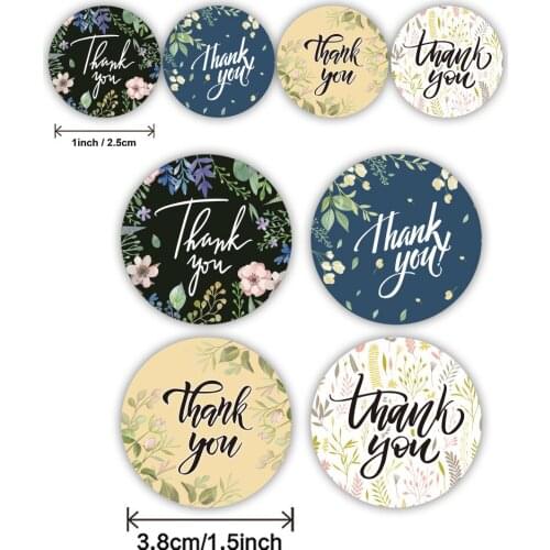 500pcs 1Inch/1.5Inch 4 Designs Floral Thank You Sticker Seal Labels Gift Decoration Sticker for Package Stationery Sticker