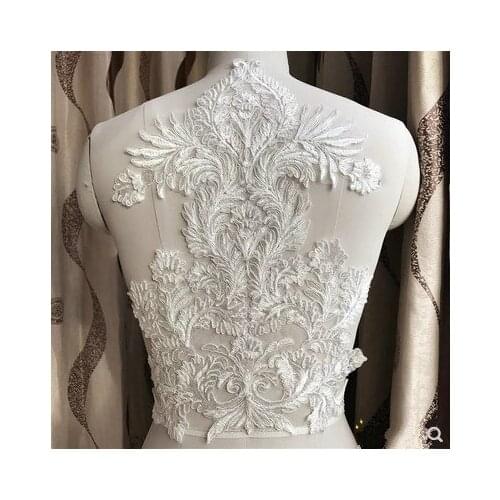 Car bone Wedding Dress Applique DIY Bridal Headdress Ivory White Lace Collar Lace Fabric Patch One piece sticker
