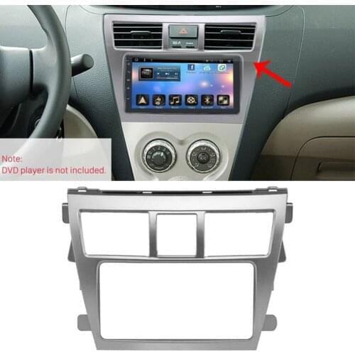 2Din Car Radio Frame Dash Panel Stereo Trim Silver Decor For Toyota Vios 2007-2012 Belta 2005-2008 Yaris Sedan 2006-208
