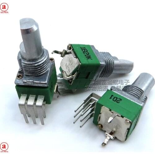B20k 097 B20KX2 RK097G Imported Taiwan Alpha Dual 6-Foot Mixer Audio Vertical Potentiometer Handle Length 15mm -10PCS
