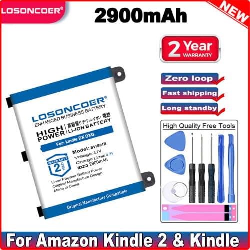 LOSONCOER S11S01B 2900mAh Batteries For Amazon kindle 2 DX DXG S11S01A 170-1012-00 B003B0A294563B74 D00701 Mobile Phone Battery